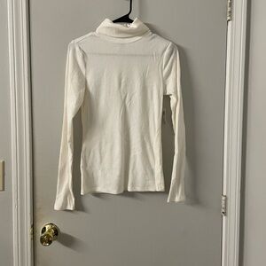 White Ribbed Turtleneck Sweater